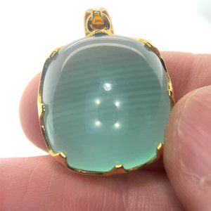 Cats Eye Calcite 23.93ct Solid 18K Gold Pendant